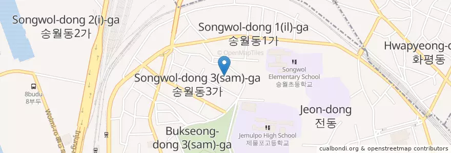 Mapa de ubicacion de 자유유치원 en 대한민국, 인천, 동구, 송월동.