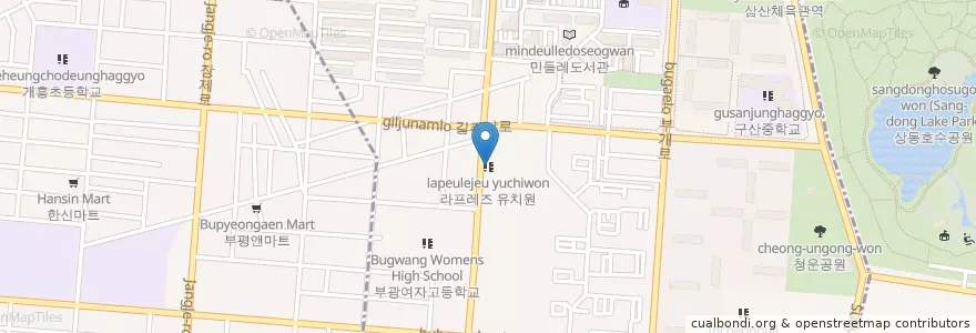 Mapa de ubicacion de 라프레즈 유치원 en Südkorea, Incheon, Bupyeong-Gu, Bugae-Dong.