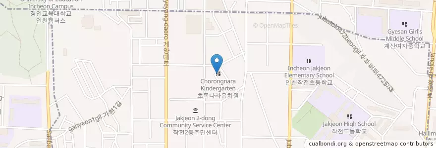 Mapa de ubicacion de 초록나라유치원 en 대한민국, 인천, 계양구, 작전동.