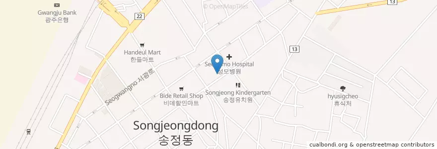 Mapa de ubicacion de 성모유치원 en كوريا الجنوبية, 전라남도, غوانغجو, 광산구.