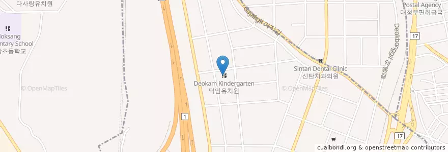 Mapa de ubicacion de 덕암유치원 en 大韓民国, 大田, 大徳区, 덕암동.