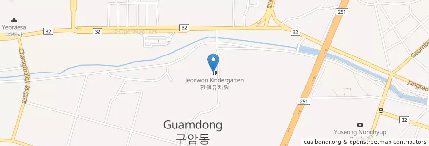 Mapa de ubicacion de 전원유치원 en Corea Del Sud, Daejeon, 유성구, 온천동.