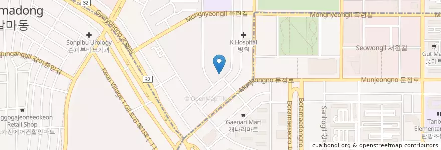 Mapa de ubicacion de 녹원유치원 en Corea Del Sur, Daejeon, 서구, 둔산동, 탄방동.