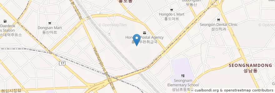 Mapa de ubicacion de 송산유치원 en 대한민국, 대전, 동구, 홍도동.