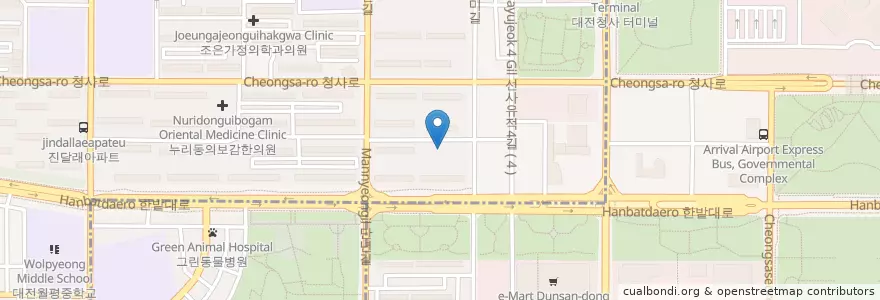 Mapa de ubicacion de 세명유치원 en 大韓民国, 大田, 西区, 월평동.