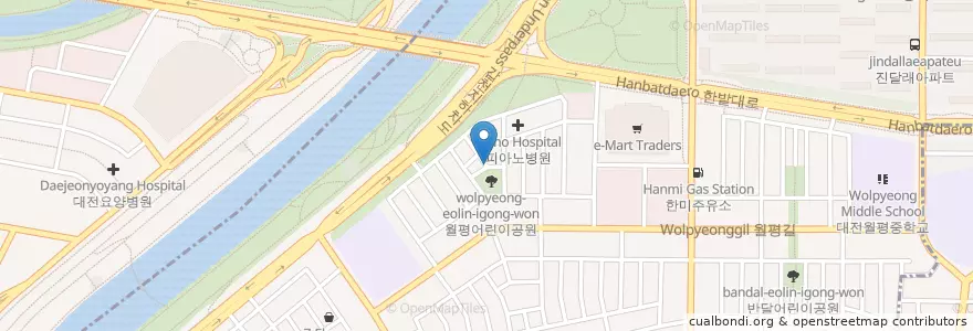 Mapa de ubicacion de 자연유치원 en Südkorea, Daejeon, 서구, 월평동.