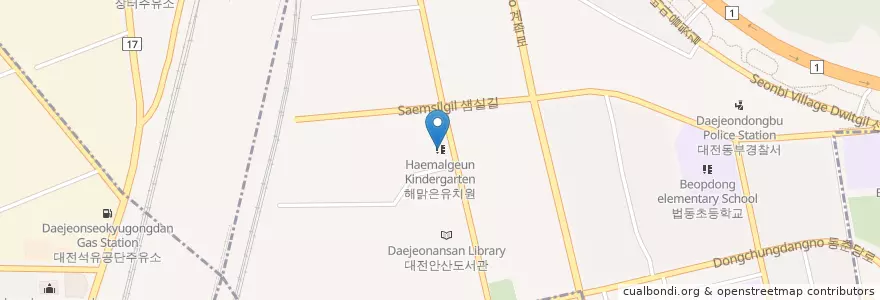 Mapa de ubicacion de 해맑은유치원 en Corée Du Sud, Daejeon, 대덕구, 회덕동, 법동.