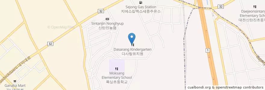 Mapa de ubicacion de 다사랑유치원 en 대한민국, 대전, 대덕구, 목상동.