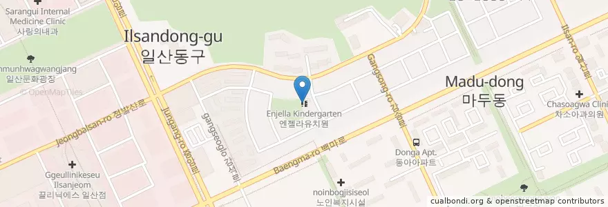 Mapa de ubicacion de 안젤라유치원 en Corea Del Sud, Gyeonggi, 고양시, 일산동구.