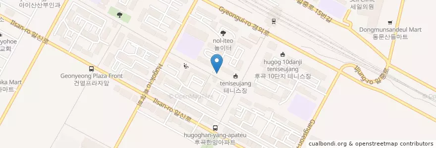 Mapa de ubicacion de 꿈나무유치원 en Coreia Do Sul, Gyeonggi, 고양시, 일산서구.
