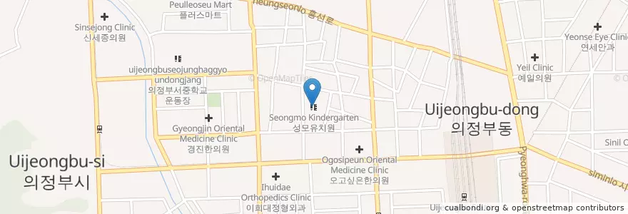 Mapa de ubicacion de 성모유치원 en Республика Корея, Кёнгидо, 의정부시.