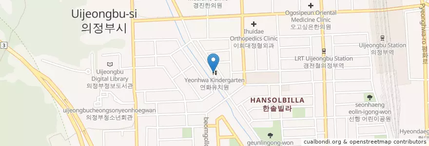 Mapa de ubicacion de 연화유치원 en Zuid-Korea, Gyeonggi-Do, 의정부시.