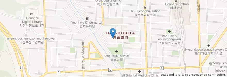 Mapa de ubicacion de 그림유치원 en 대한민국, 경기도, 의정부시.