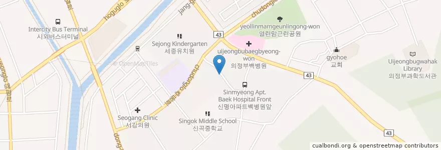 Mapa de ubicacion de 성심유치원 en Korea Selatan, Gyeonggi, 의정부시.