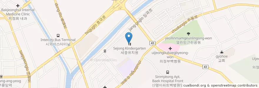 Mapa de ubicacion de 세종유치원 en Güney Kore, 경기도, 의정부시.