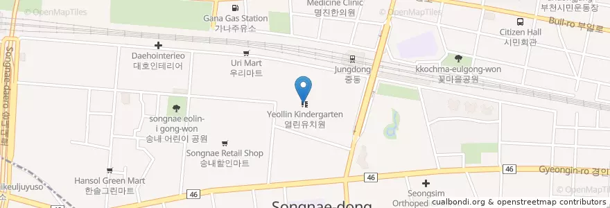 Mapa de ubicacion de 열린유치원 en Corea Del Sud, Gyeonggi, 부천시.