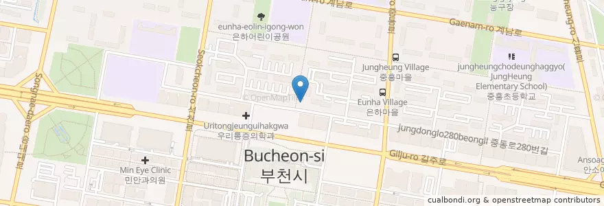 Mapa de ubicacion de 푸른솔유치원 en 韩国/南韓, 京畿道, 富川市.