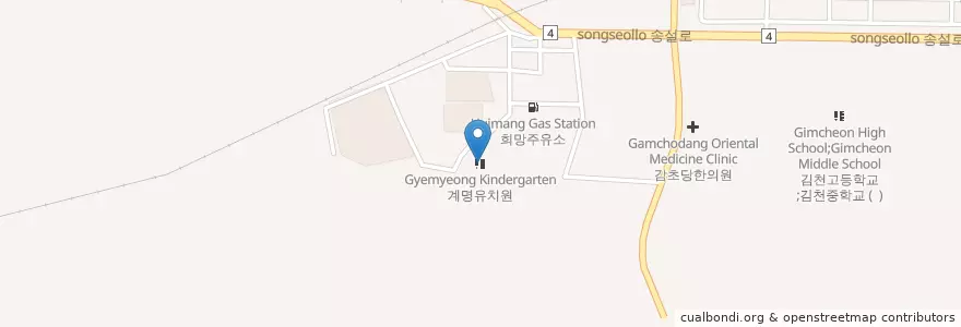Mapa de ubicacion de 계명유치원 en 韩国/南韓, 庆尚北道, 金泉市.