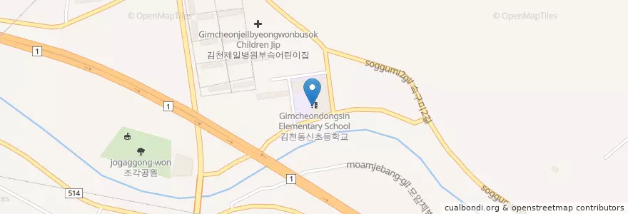 Mapa de ubicacion de 김천동신초등학교병설유치원 en 大韓民国, 慶尚北道, 金泉市.