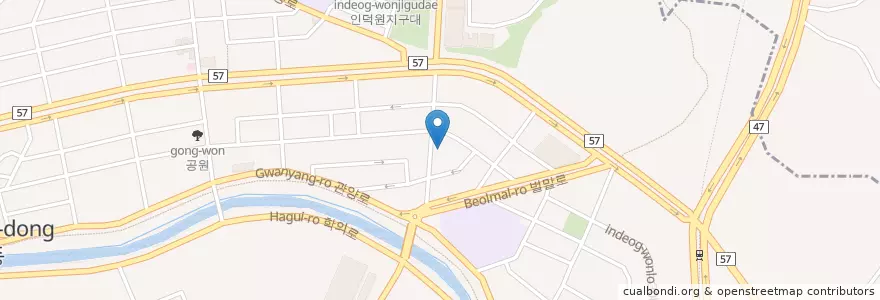 Mapa de ubicacion de 동은유치원 en 대한민국, 경기도, 안양시, 동안구, 관양동.