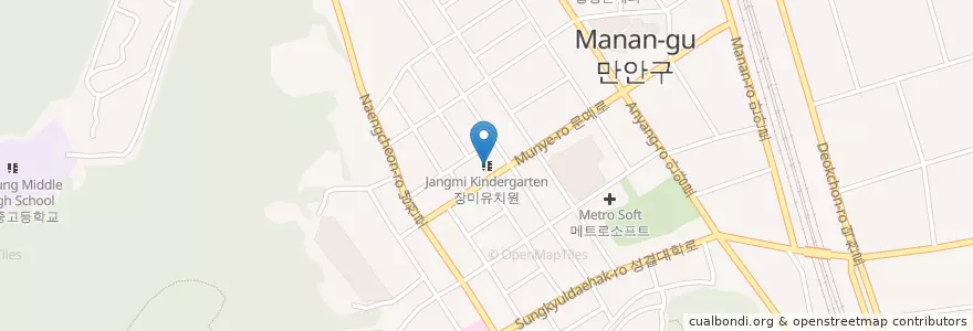 Mapa de ubicacion de 장미유치원 en کره جنوبی, گیونگی-دو, 안양시, 만안구.