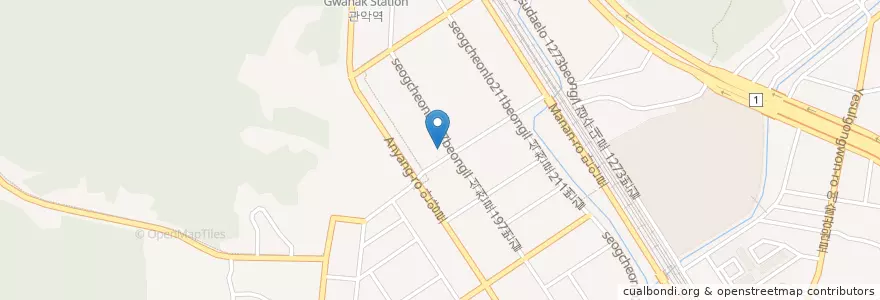 Mapa de ubicacion de 한림유치원 en 대한민국, 경기도, 안양시, 만안구.