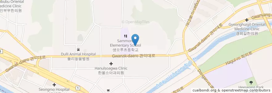 Mapa de ubicacion de 비산유치원 en Güney Kore, 경기도, 안양시, 동안구, 비산동.