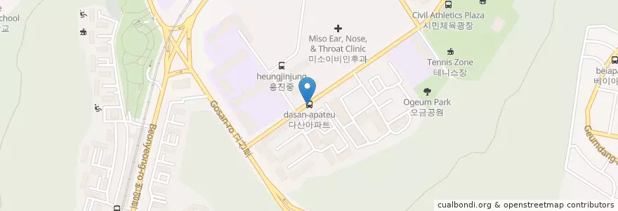 Mapa de ubicacion de 사랑유치원 en Zuid-Korea, Gyeonggi-Do, 군포시, 오금동.
