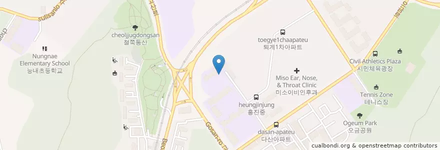 Mapa de ubicacion de 흥진초등학교병설유치원 en 대한민국, 경기도, 군포시, 오금동.