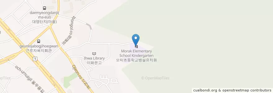 Mapa de ubicacion de Morak Elementary School Kindergarten en South Korea, Gyeonggi-Do, Uiwang-Si, Ojeon-Dong.