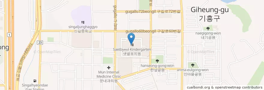 Mapa de ubicacion de 샛별유치원 en 대한민국, 경기도, 용인시, 기흥구.