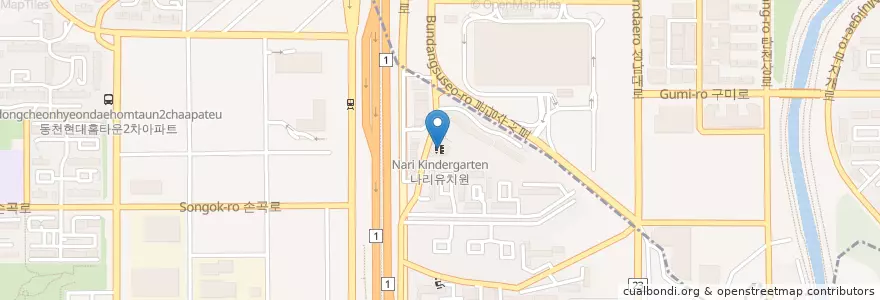 Mapa de ubicacion de 나리유치원 en 대한민국, 경기도, 용인시.