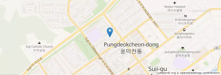Mapa de ubicacion de 이레유치원 en 대한민국, 경기도, 용인시, 수지구.