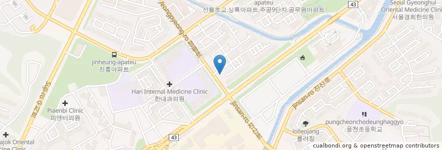 Mapa de ubicacion de 한국유치원 en 韩国/南韓, 京畿道, 龙仁市, 水枝區.