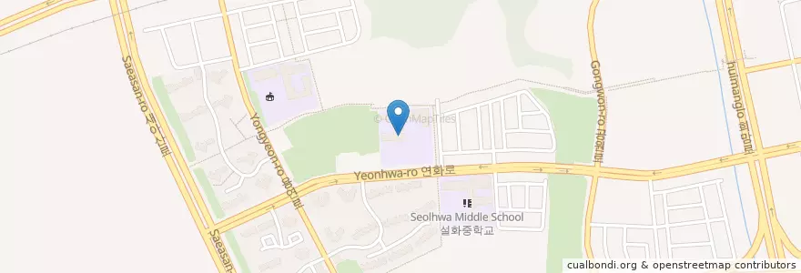 Mapa de ubicacion de 연화초등학교병설유치원 en 대한민국, 충청남도, 아산시.
