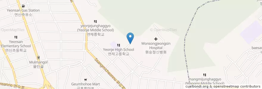Mapa de ubicacion de 양지유치원 en Güney Kore, Busan, 연제구, 연산동.