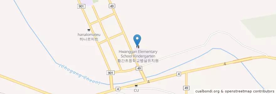 Mapa de ubicacion de Hwanggan Elementary School Kindergarten en South Korea, Chungcheongbuk-Do, Yeongdong-Gun.