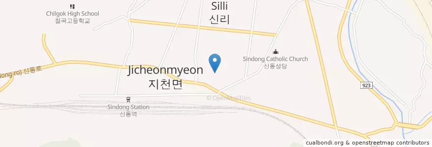Mapa de ubicacion de 신동초등학교병설유치원 en Südkorea, Gyeongsangbuk-Do, 칠곡군.