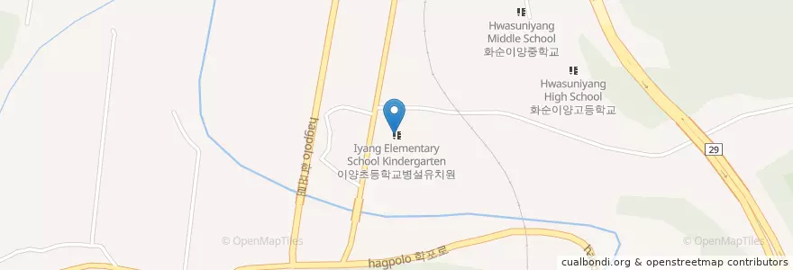Mapa de ubicacion de 이양초등학교병설유치원 en Güney Kore, 전라남도, 화순군.