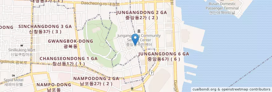 Mapa de ubicacion de 부산 HK저축은행 en 대한민국, 부산, 중구, 동광동.