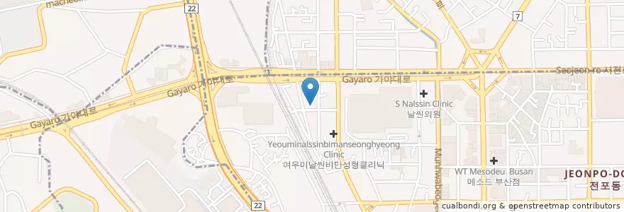 Mapa de ubicacion de HSBC은행 en 대한민국, 부산, 부산진구, 부전동.