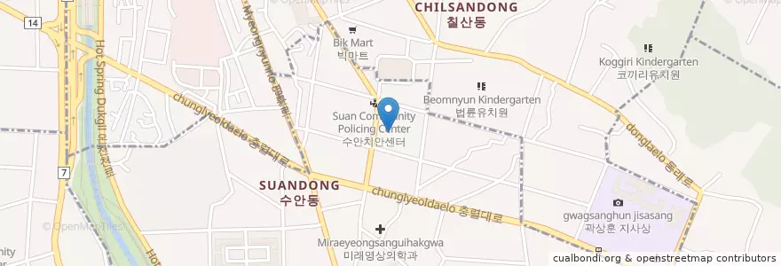 Mapa de ubicacion de 우리은행 en کره جنوبی, بوسان, 동래구, 수민동, 복산동.