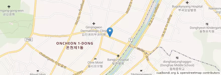 Mapa de ubicacion de 우리은행 en Güney Kore, Busan, 동래구.