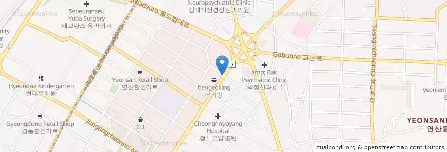 Mapa de ubicacion de Gungmin Bank en South Korea, Busan, Yeonje-Gu, Geoje-Dong, Yeonsan-Dong.