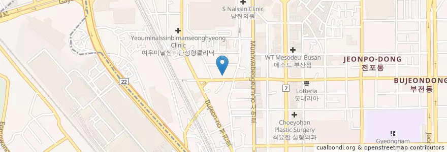 Mapa de ubicacion de KEB하나은행 en كوريا الجنوبية, بسان, 부산진구, 부전동.