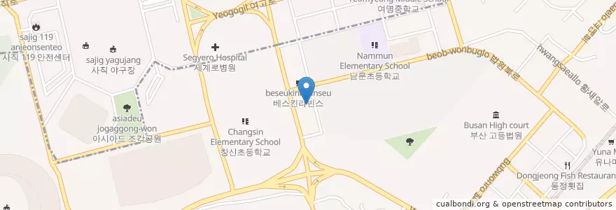 Mapa de ubicacion de 우리은행 en کره جنوبی, بوسان, 거제동.