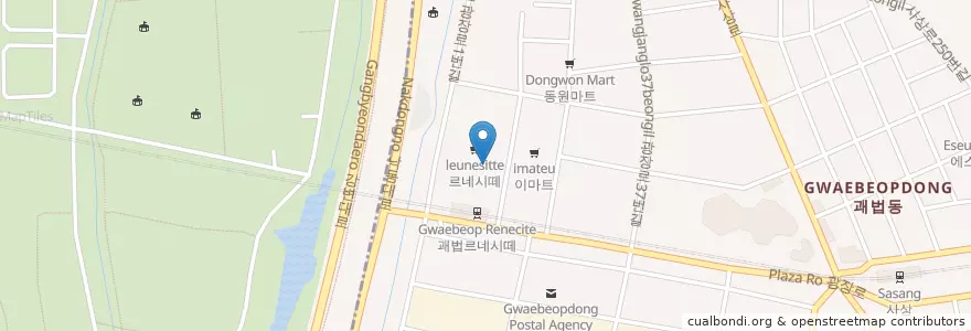 Mapa de ubicacion de 우리은행 en Corea Del Sud, Busan, 사상구, 괘법동.