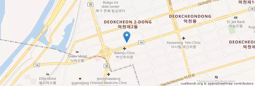 Mapa de ubicacion de 우리은행 en 대한민국, 부산, 북구, 덕천동.