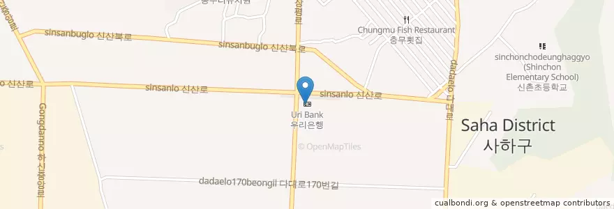 Mapa de ubicacion de 우리은행 en 대한민국, 부산, 사하구, 신평동.