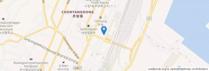 Mapa de ubicacion de 우리은행 en 대한민국, 부산, 동구, 초량동.